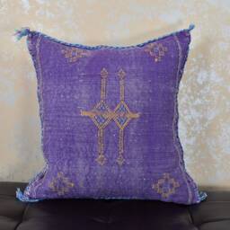 Moroccan Handmade Sabra Silk Cactus Pillow Cover, Handmade Cover Couch Accents Bedroom Pillow Kilim Silk Case With Zipper - thumbnail 4