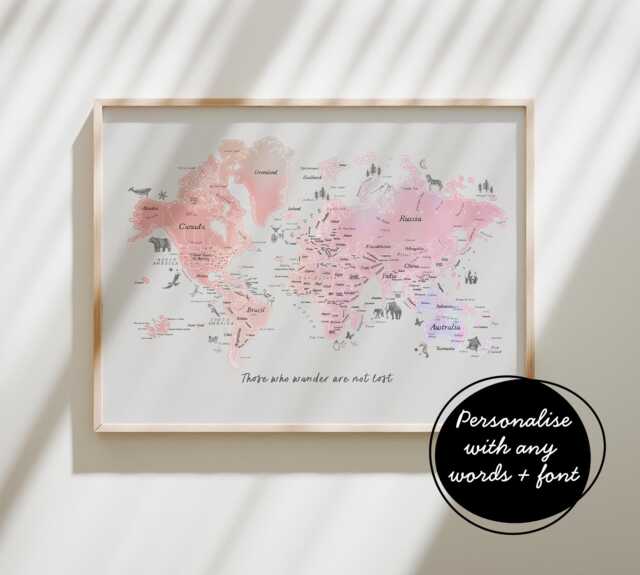 Personalised Scratch Off Map Hand Drawn Watercolour World Atlas - Unicorn Colours - image 1