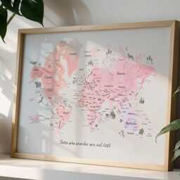 Personalised Scratch Off Map Hand Drawn Watercolour World Atlas - Unicorn Colours - thumbnail 3