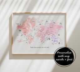 Personalised Scratch Off Map Hand Drawn Watercolour World Atlas - Unicorn Colours - thumbnail 1
