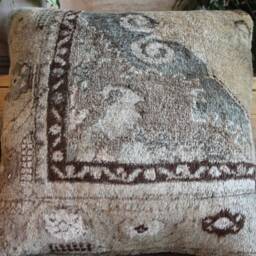 50cm Vintage Carpet Cushion Cover Handwoven - Beige Bluish Grey - thumbnail 2