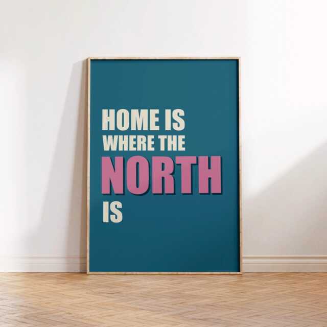 Home Is Where The North Print Poster, Northern Themed Wall Art, Living Room Print, Bedroom Decor, East Typographic - image 1