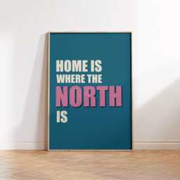Home Is Where The North Print Poster, Northern Themed Wall Art, Living Room Print, Bedroom Decor, East Typographic - thumbnail 1