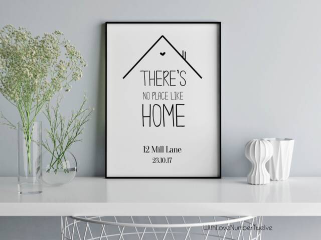 There's No Place Like Home Print - Personalised - New Gift Keepsake Wall Art
