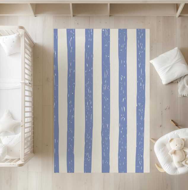 Freckled Navy Blue & White Stripe - Rug, Carpet, Kids Decor, Children's Room Decor, Kids Carpet - image 1