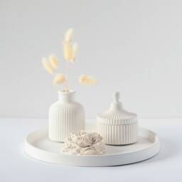 Handmade Gypsum Home Decor Gift Set - Scented Candle, Tray, Vase & Peony - thumbnail 2