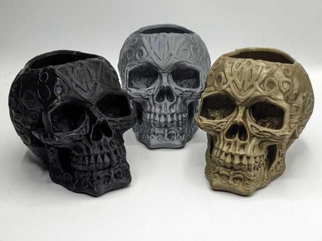 Celtic Skull Pen Pot, Desk Tidy, Storage Desk, Gothic Gift, Office Halloween - image 1