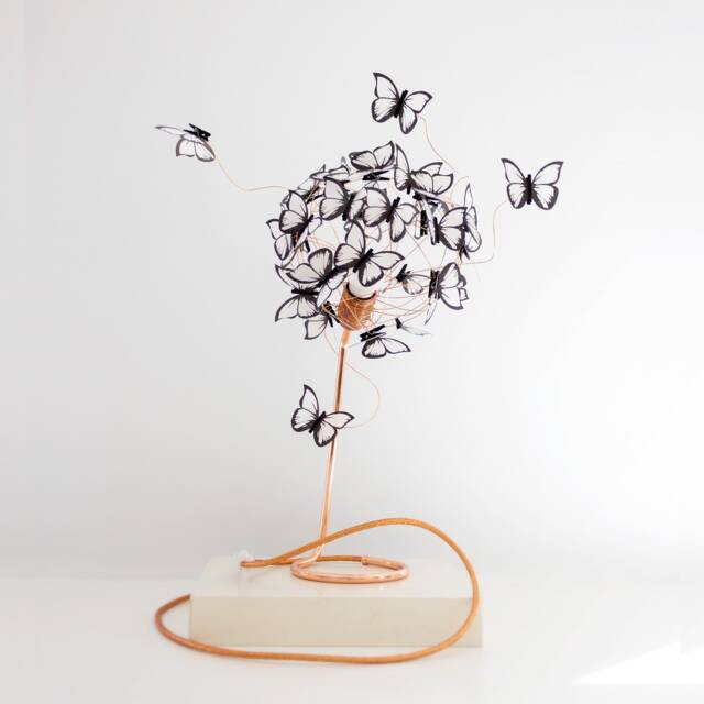 Copper Butterfly Table Lamp Rose Gold Desk Lamp, Nature Lover Gift - image 1