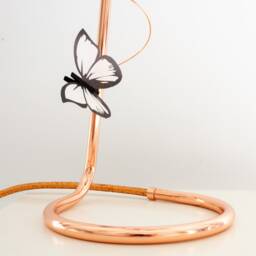 Copper Butterfly Table Lamp Rose Gold Desk Lamp, Nature Lover Gift - thumbnail 3
