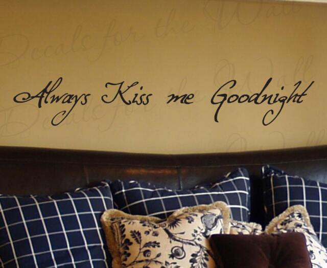 Always Kiss Me Goodnight Love Bedroom Family Large Wall Decal Decorative Vinyl Quote Saying Lettering Decoration Sticker Decor Art L10 - image 1