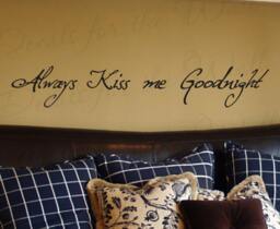 Always Kiss Me Goodnight Love Bedroom Family Large Wall Decal Decorative Vinyl Quote Saying Lettering Decoration Sticker Decor Art L10 - thumbnail 1