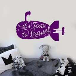 Wall Vinyl Decal Travel Quotes It's Time To Submarine Maritime Voyage Retro Modern Home Decor - #1219Dz - thumbnail 2