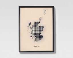 Clan Napier Scottish Tartan Map - Of Scotland Family Wall Decor, Ready To Hang - thumbnail 1