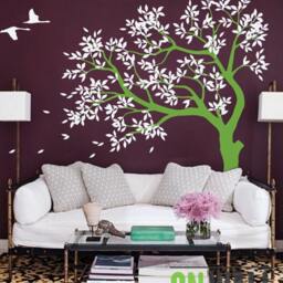 stunning Large Tree Wall Decal With Cranes - Unique Vinyl Decor For Home & Bird Wall Art Nursery, Kids Room, Playroom Mm027 - thumbnail 2