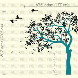 stunning Large Tree Wall Decal With Cranes - Unique Vinyl Decor For Home & Bird Wall Art Nursery, Kids Room, Playroom Mm027 - thumbnail 3