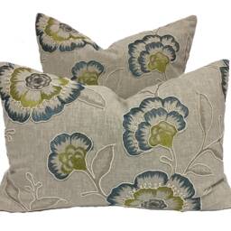 Clarke & - Richmond Teal/Acacia Stunning Embroidered Designer Cushion Cover Throw Pillow Home Decor - thumbnail 3