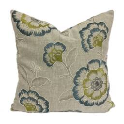Clarke & - Richmond Teal/Acacia Stunning Embroidered Designer Cushion Cover Throw Pillow Home Decor - thumbnail 1