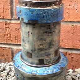 Ceramic Steampunk Vase, Vase With Macbook Circuit Board Pattern & Cogs, Blue Bronze Ceramic Geekery, Stoneware Vase - thumbnail 2