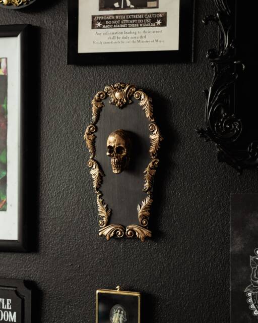 Skull Coffin Gothic Wall Decor - Ornate Witchy Gift Idea Halloween Home Dark Academia Gallery Plaque Unusual Anatomy Artwork - image 1