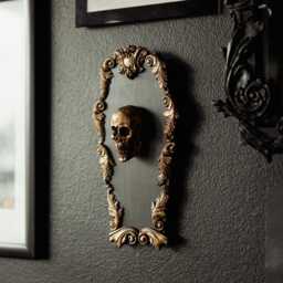 Skull Coffin Gothic Wall Decor - Ornate Witchy Gift Idea Halloween Home Dark Academia Gallery Plaque Unusual Anatomy Artwork - thumbnail 3