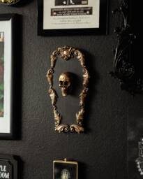 Skull Coffin Gothic Wall Decor - Ornate Witchy Gift Idea Halloween Home Dark Academia Gallery Plaque Unusual Anatomy Artwork - thumbnail 1