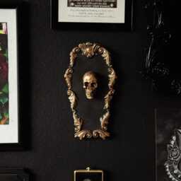Skull Coffin Gothic Wall Decor - Ornate Witchy Gift Idea Halloween Home Dark Academia Gallery Plaque Unusual Anatomy Artwork - thumbnail 2