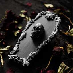 Skull Coffin Gothic Wall Decor - Ornate Witchy Gift Idea Halloween Home Dark Academia Gallery Plaque Unusual Anatomy Artwork - thumbnail 4