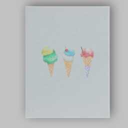 Pastel Watercolour Ice Cream Cones Minimal Kitchen Canvas Wall Art Print Decor Picture Ready To Hang
