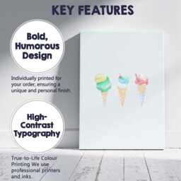 Pastel Watercolour Ice Cream Cones Minimal Kitchen Canvas Wall Art Print Decor Picture Ready To Hang - thumbnail 2