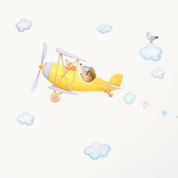 Fabric Wall Decal, Hedgehog Airplane, Toddler Watercolour Room Decor, Airplane Nursery, Animal Stickers
