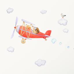Fabric Wall Decal, Hedgehog Airplane, Toddler Watercolour Room Decor, Airplane Nursery, Animal Stickers - thumbnail 2