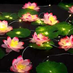 Solar Lotus Flower String Lights Waterproof Led Night For Outdoor Pool, Powered 2M 5Led & 5M 12Led Decorative Lamp - thumbnail 4