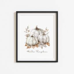 Neutral Autumn Hello Pumpkin Print, Cosy Home Decor, Wallart, Seasonal Accessories - thumbnail 2