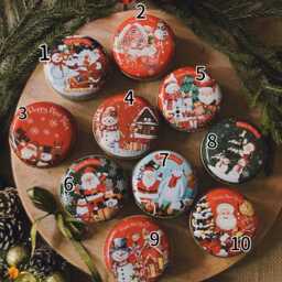 Set Of 3 Strawberry Scented Soy Christmas Candles - Customizable Metal Tins - thumbnail 2