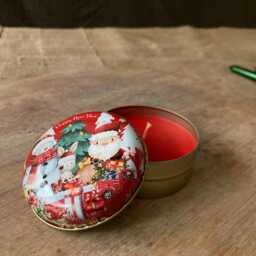 Set Of 3 Strawberry Scented Soy Christmas Candles - Customizable Metal Tins - thumbnail 4