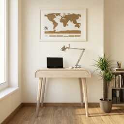 Small Computer Desk With Drawer in Whitened Oak, Mid Century Desk, Solid Oak Office Writing Handmade Work