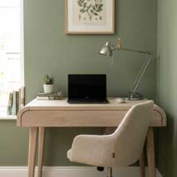 Small Computer Desk With Drawer in Whitened Oak, Mid Century Desk, Solid Oak Office Writing Handmade Work - thumbnail 2
