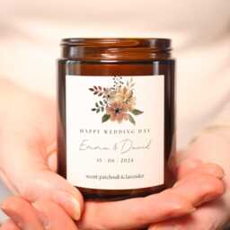 Personalised Wedding Candle Gift, Custom Gift For Couple, Day Keepsake, Mr & Mrs - thumbnail 2
