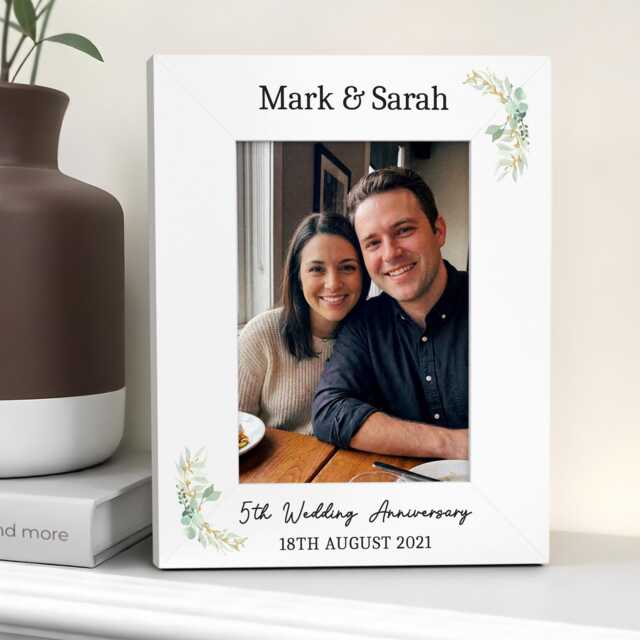Personalised 5Th Anniversary Gifts For Him Her - Wood Wedding Photo Frame - image 1