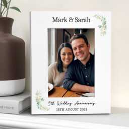 Personalised 5Th Anniversary Gifts For Him Her - Wood Wedding Photo Frame - thumbnail 1
