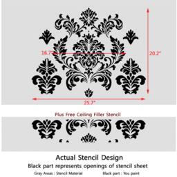 Large Wall Damask Stencils Danielle Reusable Allover Pattern For Diy Decor - thumbnail 2