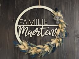 Nameplate Family Door Wreath Dried Flowers 28 cm Customizable - thumbnail 1