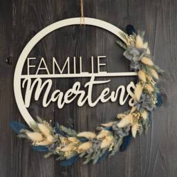 Nameplate Family Door Wreath Dried Flowers 28 cm Customizable - thumbnail 2