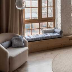 Bench Cushion, Window Seat Stripe Bench Cushion, Mudroom Seat Reading Nook French Cushion - thumbnail 2