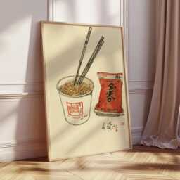 Japanese Ramen Art Print, Minimalist Kitchen Wall Art, Instant Noodle Illustration, Asian Food Poster, Modern Culinary Decor - thumbnail 2