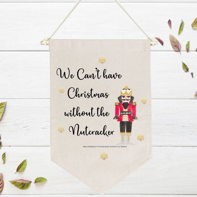Watercolor Nutcracker Christmas Banner Natural Canvas Wall Decor - image 1