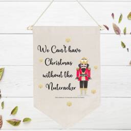 Watercolor Nutcracker Christmas Banner Natural Canvas Wall Decor - thumbnail 1