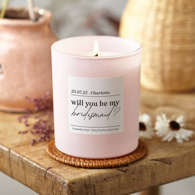 Personalised Bridesmaid Proposal Candle - Pink Glass Scented - image 1