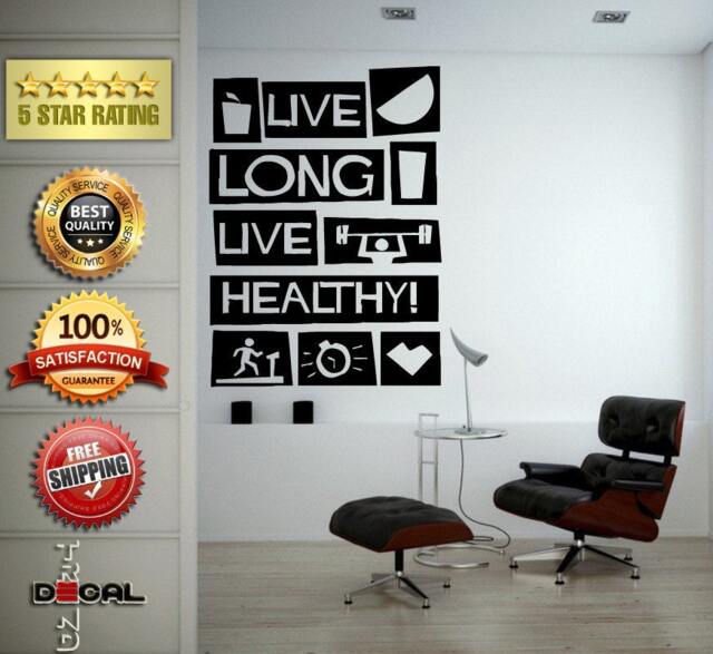 Good Health Healthy Life Style Food Exercise Fitness Wall Vinyl Sticker Mural Room Decor L1814 - image 1