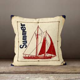 Anchor Cushion Cover-Nautical Pillow Case-Sailing Boat Case-Compass Cover-Gift For Her Cushion-Handmade Material - thumbnail 4
